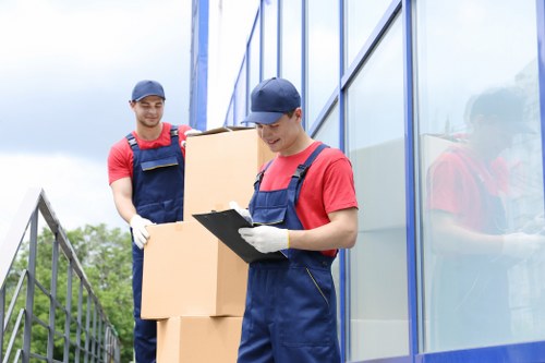Packed household boxes prepared for removal services