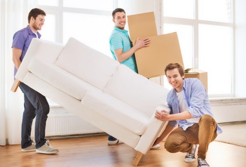 Fragile items and packing materials prepared for removals