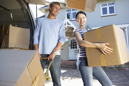 A local team organising belongings for a residential relocation in North Finchley