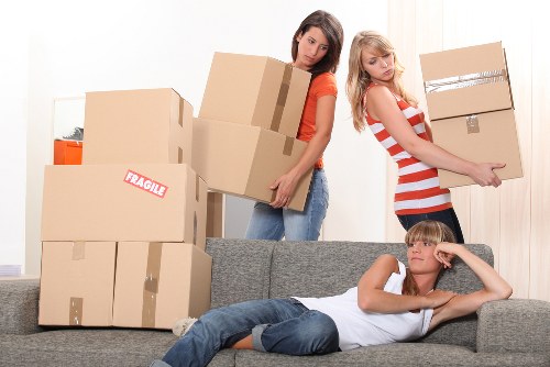 Packed boxes and furniture ready for local removals service